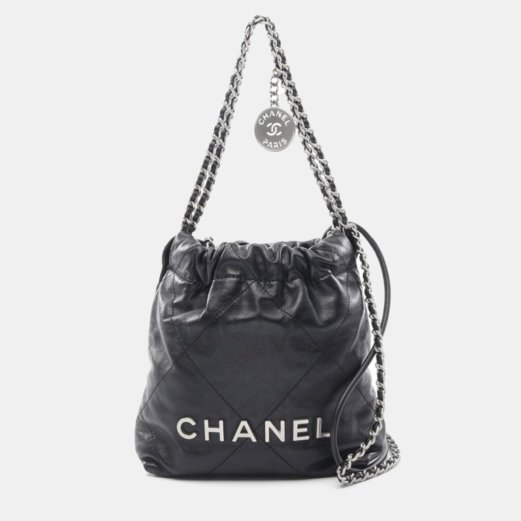 luxury-women-chanel-used-handbags-p1167662-005 Chanel 22 Mini Black Leather Shoulder Bag