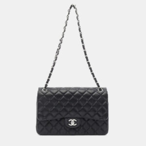Chanel Classic Double Flap Jumbo Black Quilted Lambskin Shoulder Bag