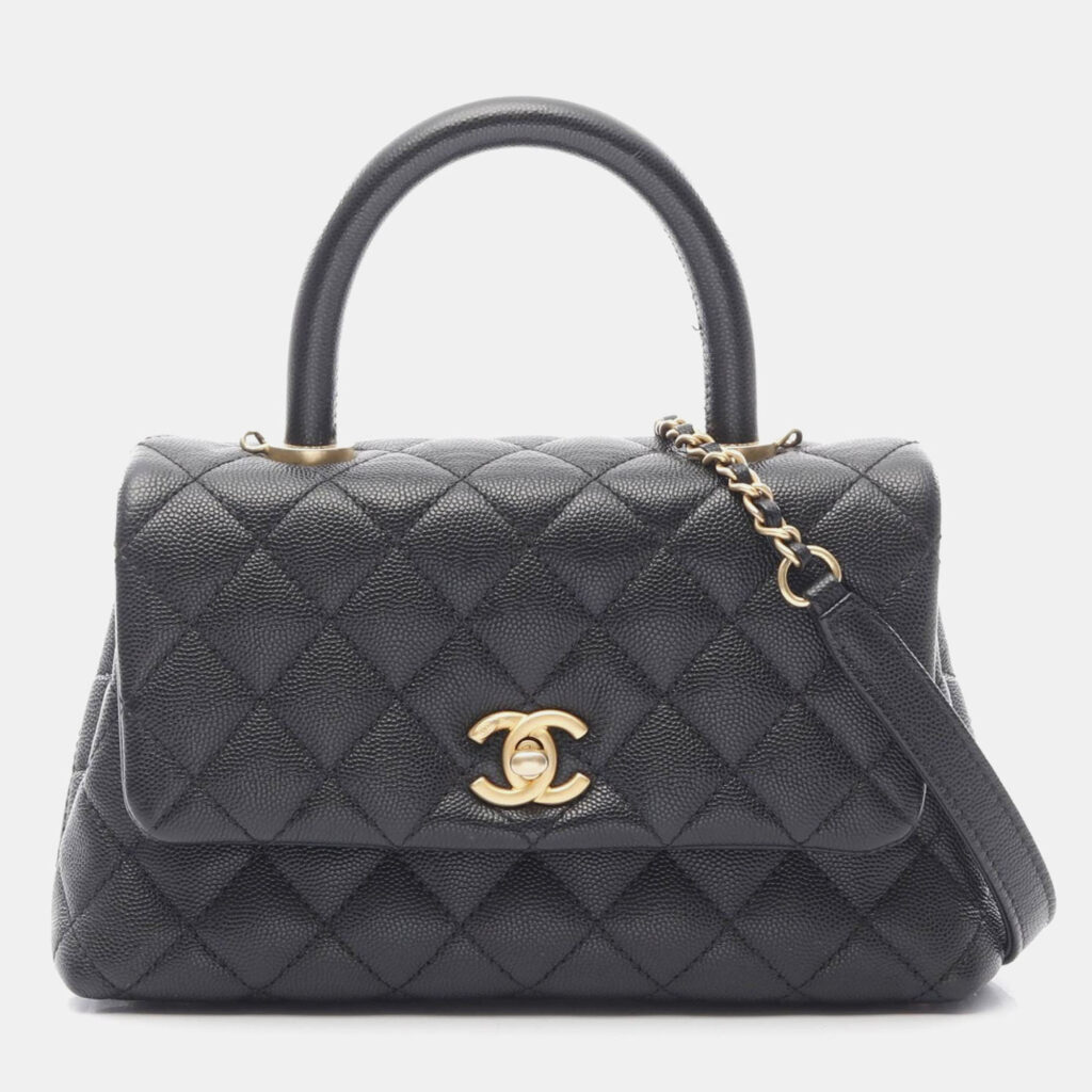 luxury-women-chanel-used-handbags-p1167671-002 Chanel Coco Handle Black Leather Shoulder Bag