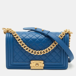 Chanel Blue Quilted Leather Medium Boy Flap Bag