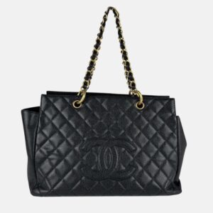 Chanel CC Timeless Black Leather Tote Bag