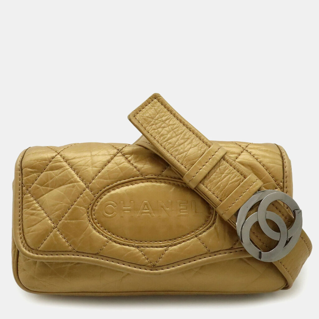 luxury-women-chanel-used-handbags-p1167997-008 Chanel Coco Mark Gold Calfskin Leather Shoulder Bag