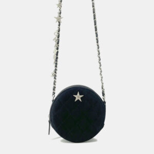 Chanel Star Round Quilted Suede with Crystal Embellished Charms Clutch with Chain