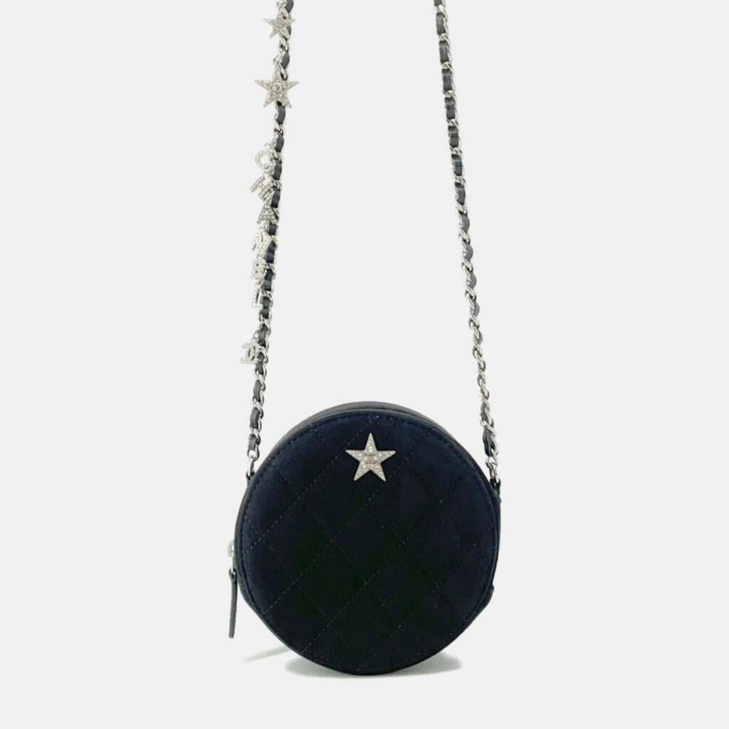 luxury-women-chanel-used-handbags-p1167998-013 Chanel Star Round Quilted Suede with Crystal Embellished Charms Clutch with Chain