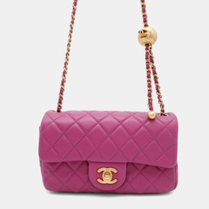 Chanel Mini Matelasse Single Flap Cocoball Chain shoulder Bag Purple Lambskin Size 20