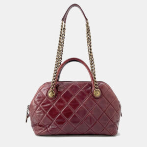 Chanel Matelasse Bordeaux Leather Bowling Bag