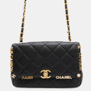 Chanel Matelasse Black Lambskin Chain Shoulder Bag