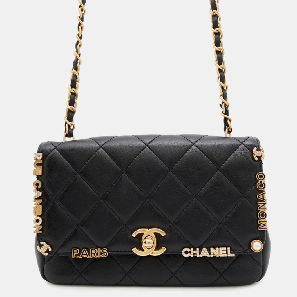 luxury-women-chanel-used-handbags-p1168543-015 Chanel Matelasse Black Lambskin Chain Shoulder Bag