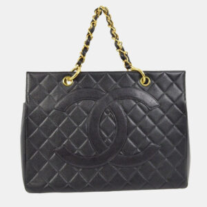 Chanel Black Calfskin Tote Chain Handbag