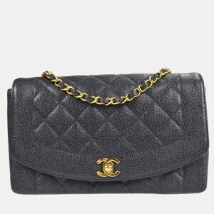 Chanel Diana Medium Black Leather Chain Shoulder Bag