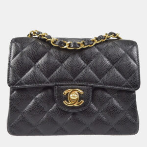 Chanel Classic Square Flap Mini Black Caviar Leather Shoulder Bag