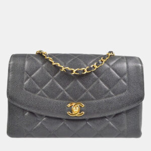 Chanel Diana Medium Black Caviar Leather Chain Shoulder Bag