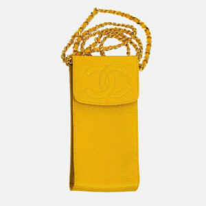 Chanel Timeless Yellow Caviar Leather Pochette Phone Case