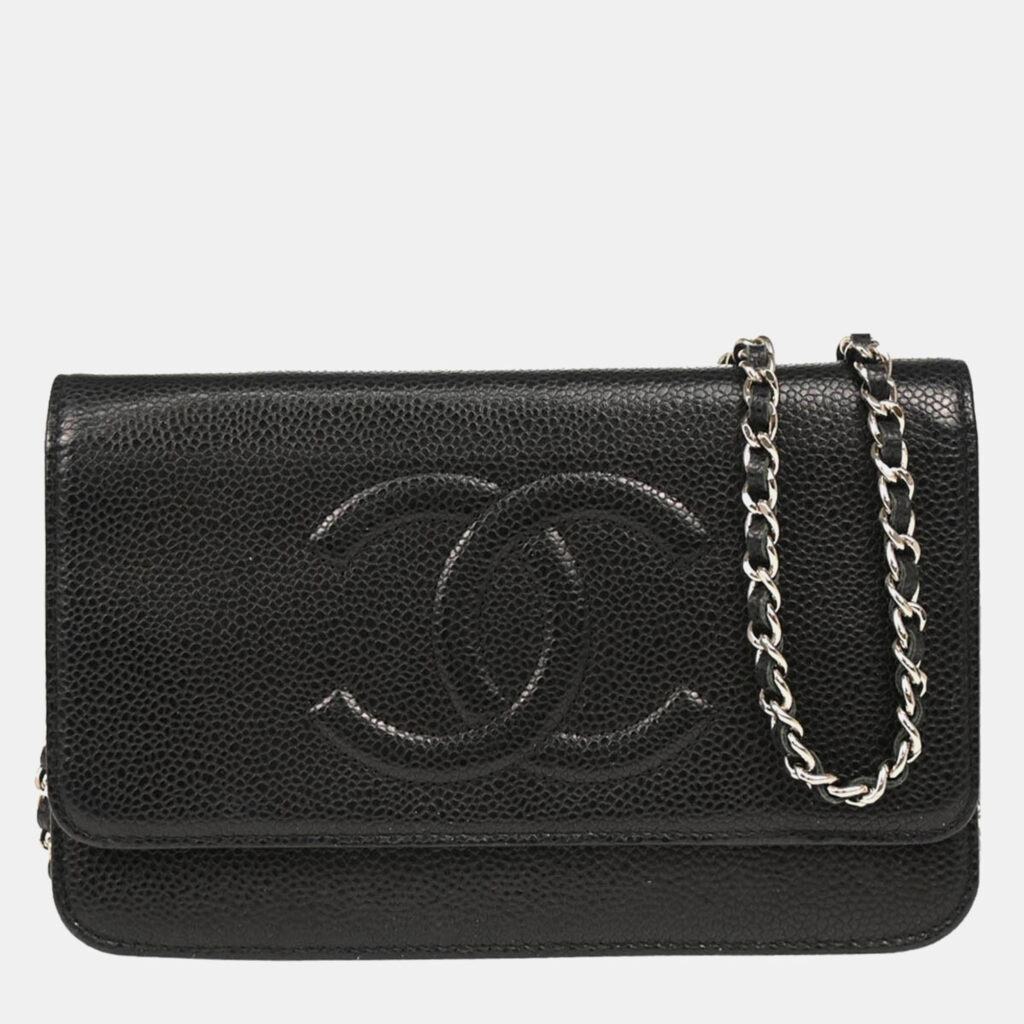 luxury-women-chanel-used-handbags-p1168768-005 Chanel Timeless WOC Black Calfskin Wallet On Chain Bag