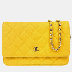 Chanel Classic Wallet On Chain Yellow Calfskin Shoulder Bag