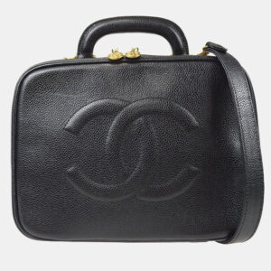 Chanel Vintage Timeless Zip Around Black Caviar Vanity Case