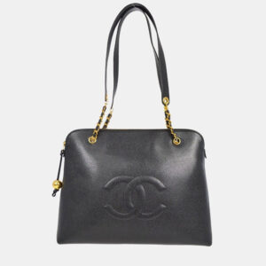 Chanel Timeless CC Black Calfskin Chain Tote Bag