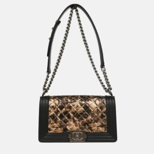 Chanel Boy Medium Black Bronze Lambskin Shoulder Bag