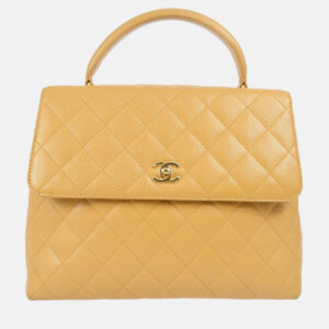 Chanel Beige Calfskin Medium Top Handle Bag