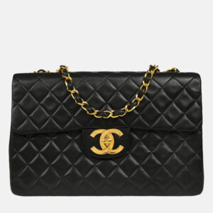 Chanel Classic Flap Black Lambskin Maxi Shoulder Bag