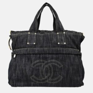 Chanel Navy Sparkling Denim Shoulder Bag