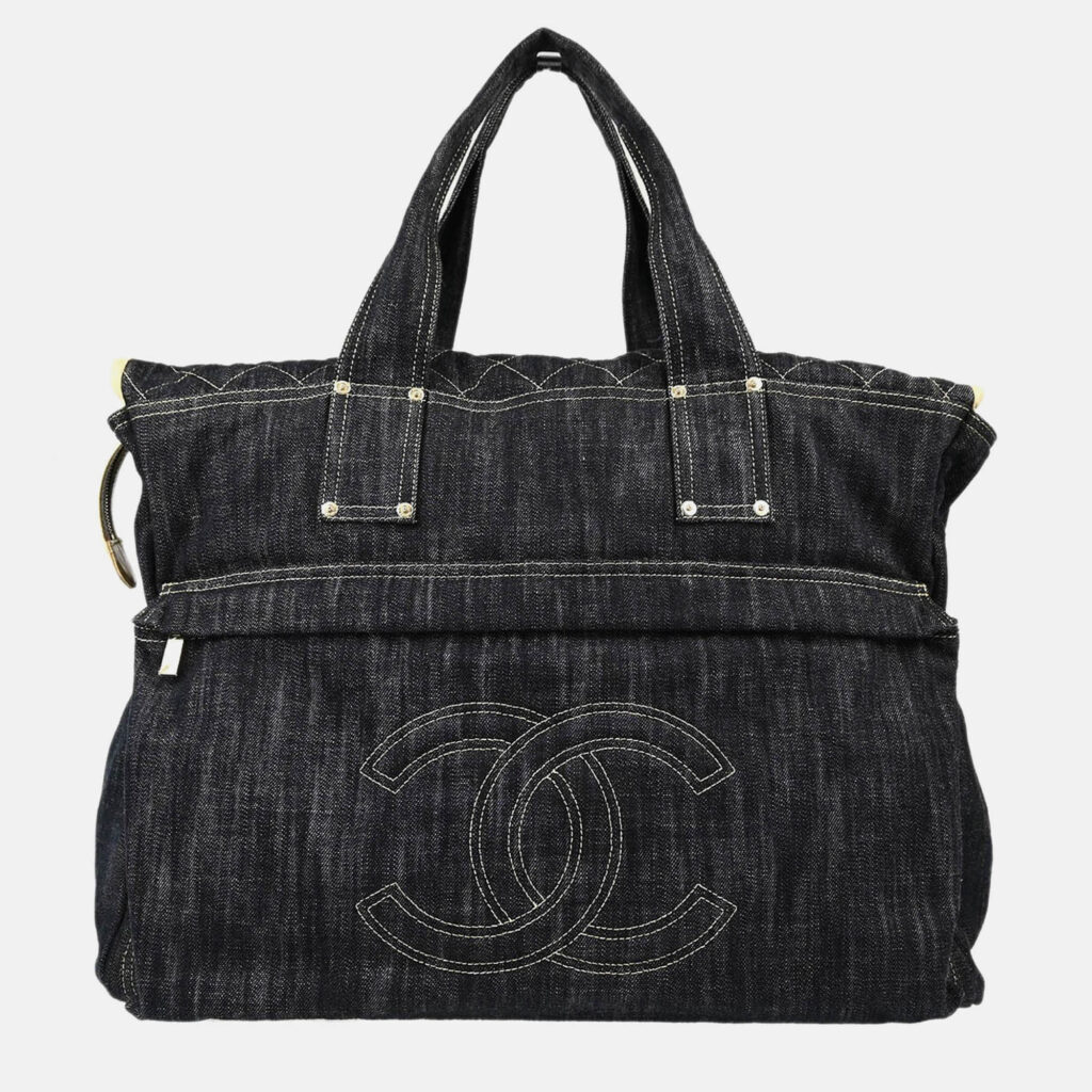 luxury-women-chanel-used-handbags-p1168828-009 Chanel Navy Sparkling Denim Shoulder Bag