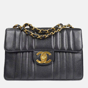 Chanel Mademoiselle Classic Flap Black Leather Double Chain Shoulder Bag