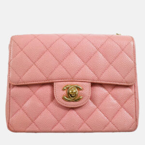 Chanel Pink Calfskin Mini Classic Square Flap Bag
