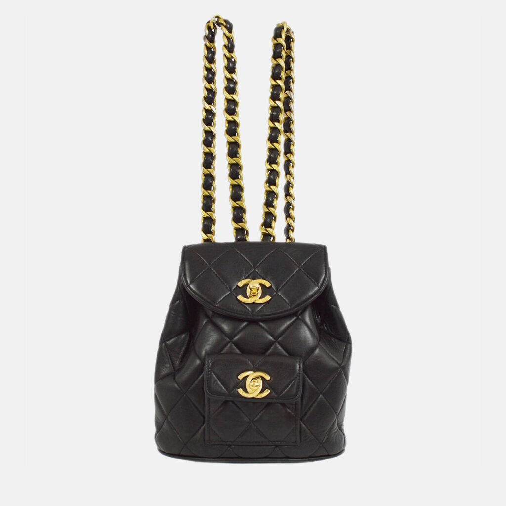 luxury-women-chanel-used-handbags-p1168837-005 Chanel Duma Small Black Lambskin Backpack