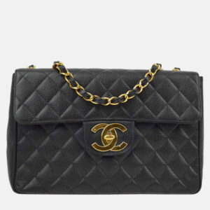 Chanel Classic Flap Jumbo Black Caviar Leather Shoulder Bag