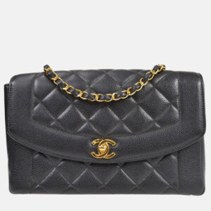 Chanel Diana Medium Black Calfskin Chain Shoulder Bag