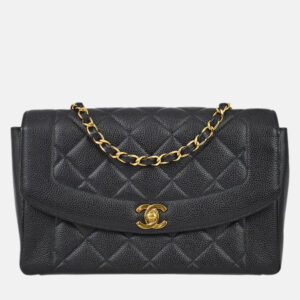 Chanel Diana Medium Black Calfskin Chain Shoulder Bag