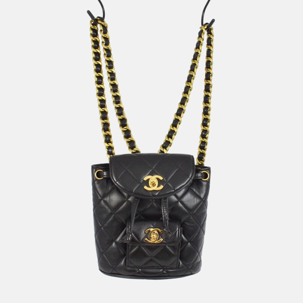 luxury-women-chanel-used-handbags-p1168846-004 Chanel Duma Small Black Lambskin Backpack