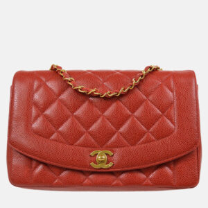 Chanel Diana Medium Red Calfskin Chain Shoulder Bag