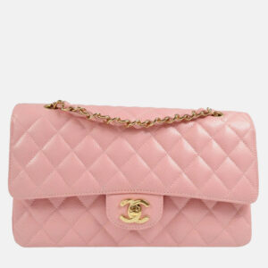 Chanel Classic Double Flap Medium Pink Calfskin Shoulder Bag
