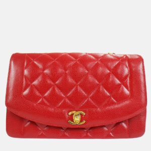 Chanel Diana Medium Red Calfskin Chain Shoulder Bag