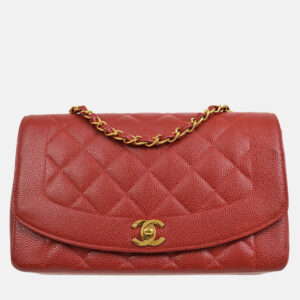 Chanel Diana Medium Red Calfskin Chain Shoulder Bag