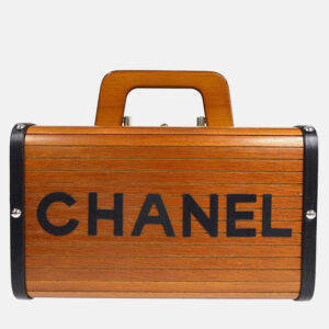 Chanel Brown Black Wood Vanity Box Handbag