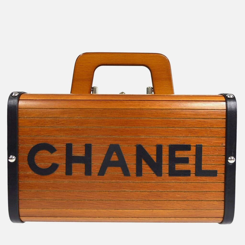 luxury-women-chanel-used-handbags-p1168858-006 Chanel Brown Black Wood Vanity Box Handbag
