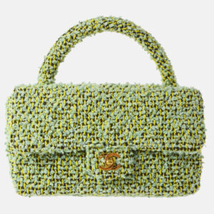 Chanel Green Tweed Top Handle Handbag