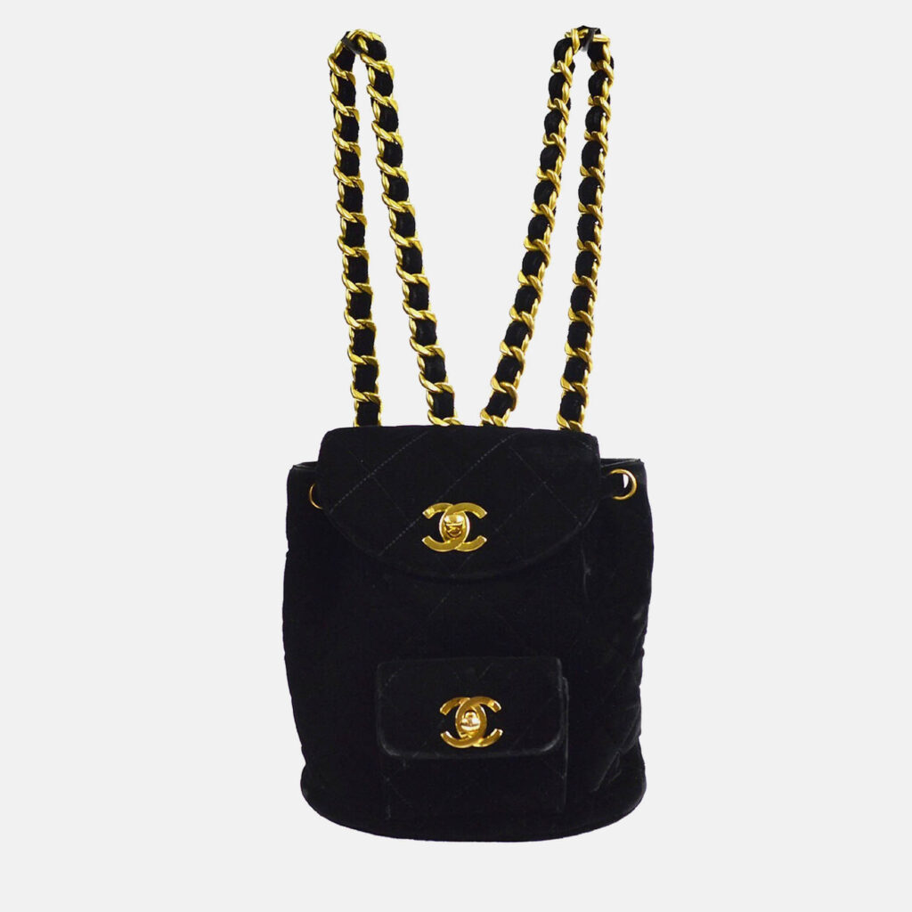 luxury-women-chanel-used-handbags-p1168860-016 Chanel Duma Small Black Velvet Backpack