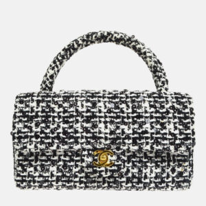Chanel Black Tweed Sequins Top Handle Handbag