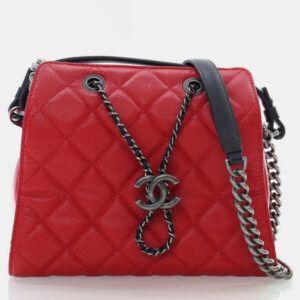 Chanel CC Small Red Caviar Leather Shoulder Bag