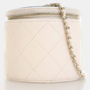 Chanel Round Vanity Small White Lambskin Crossbody Bag