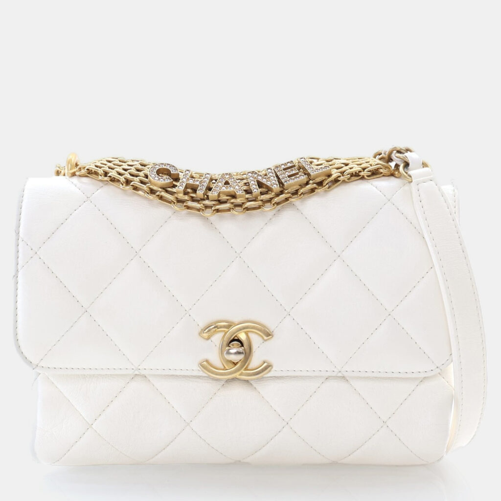 luxury-women-chanel-used-handbags-p1169530-015 Chanel CC Crystal Logo Mini White Lambskin Shoulder Bag
