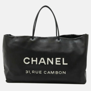 Chanel Essential Rue Cambon Black White Leather Tote Bag