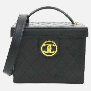 Chanel Vanity Black Leather Shoulder Bag