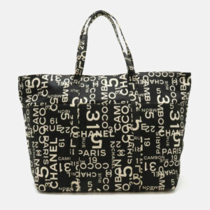 Chanel By Sea Line Large Black Canvas Tote Bag