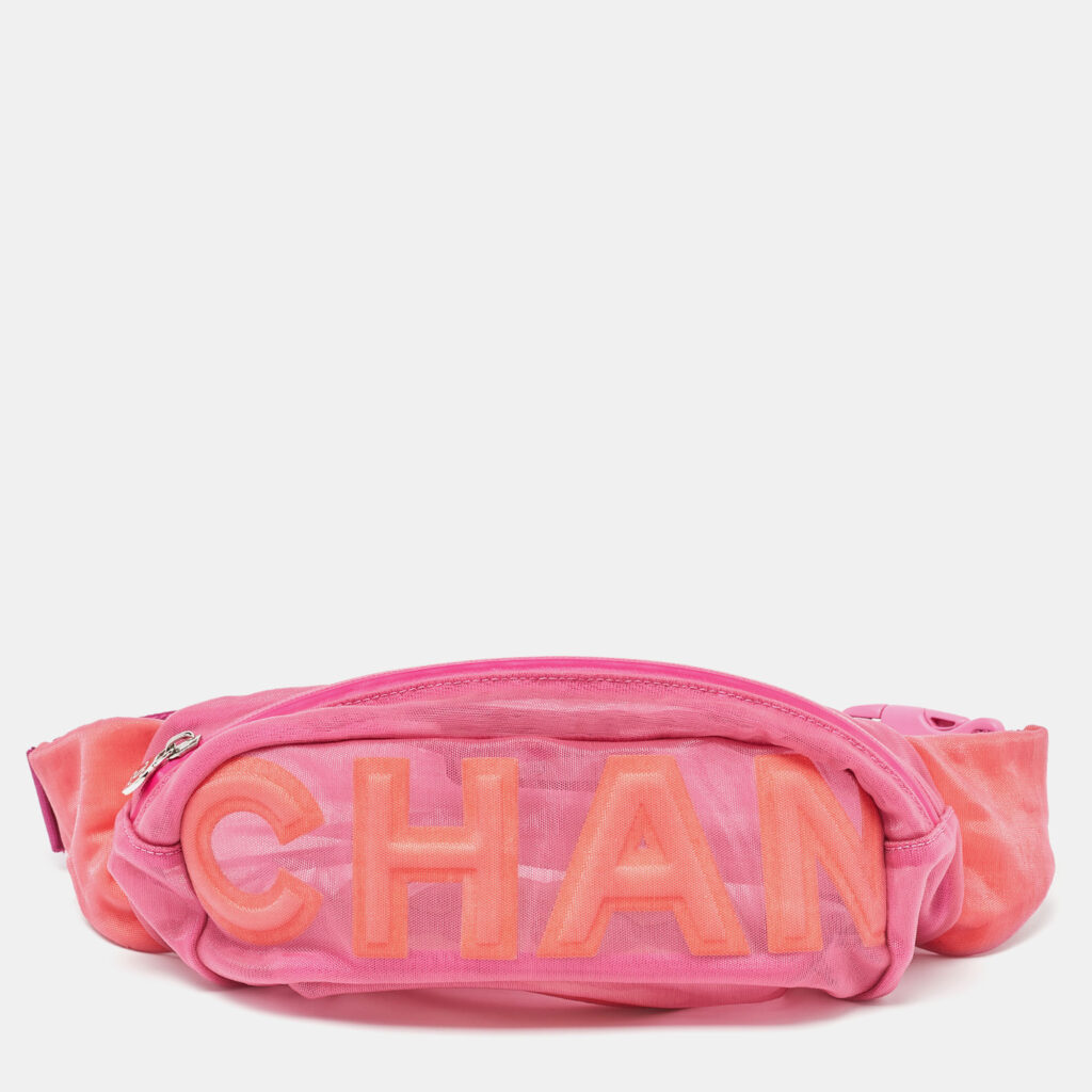 luxury-women-chanel-used-handbags-p893317-013 Chanel Pink Mesh and Fabric CC Belt Bag