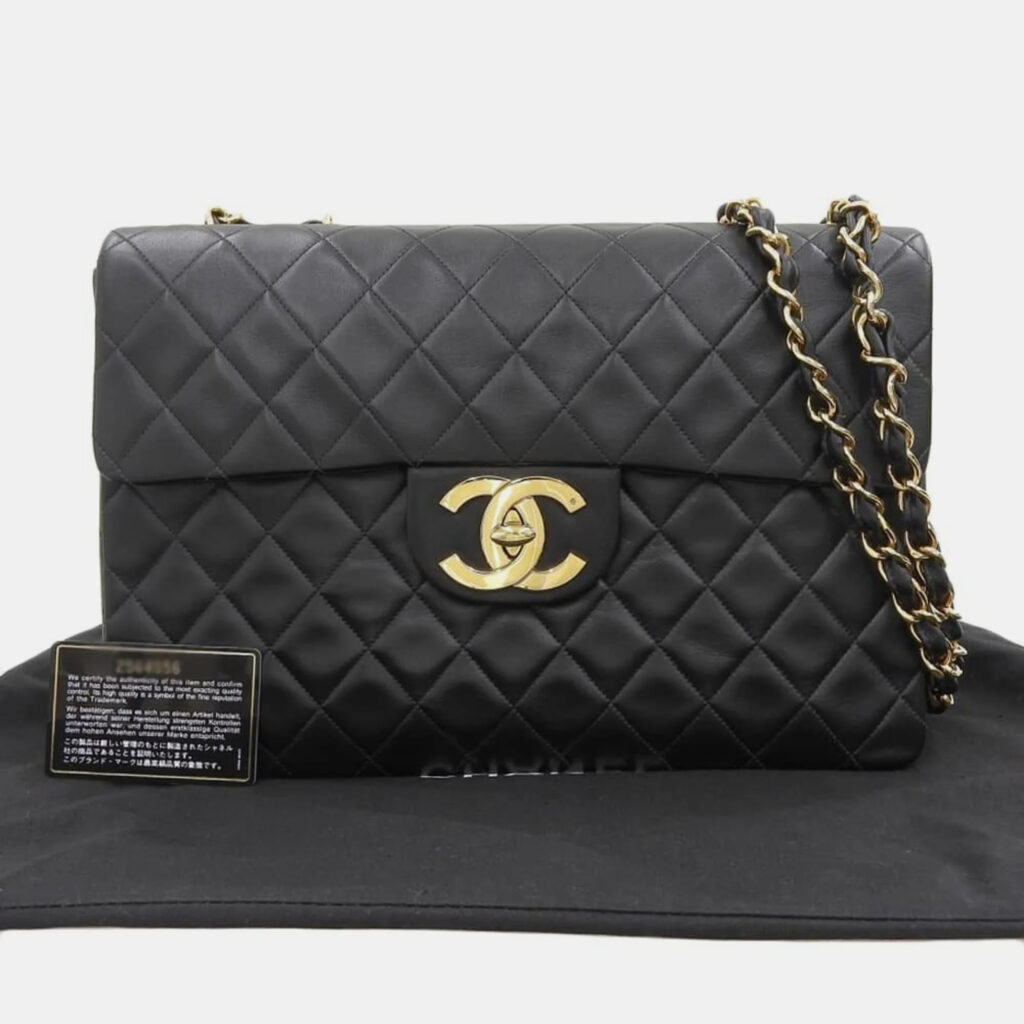 luxury-women-chanel-used-handbags-p919449-006 Chanel Black Jumbo XL Classic Single Flap Bag